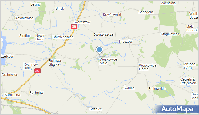 mapa Woskowice Małe, Woskowice Małe na mapie Targeo